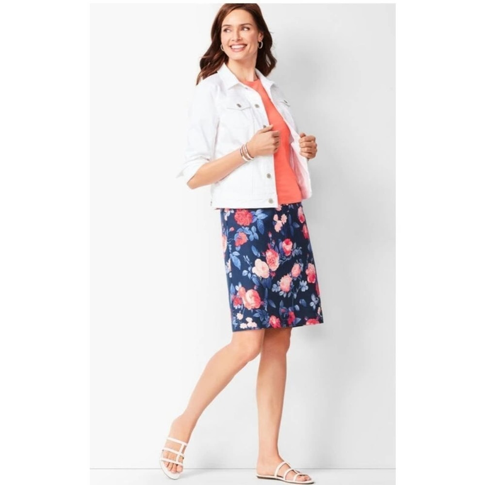 Talbots FLORAL CANVAS A-LINE SKIRT 14P PETITE new!!